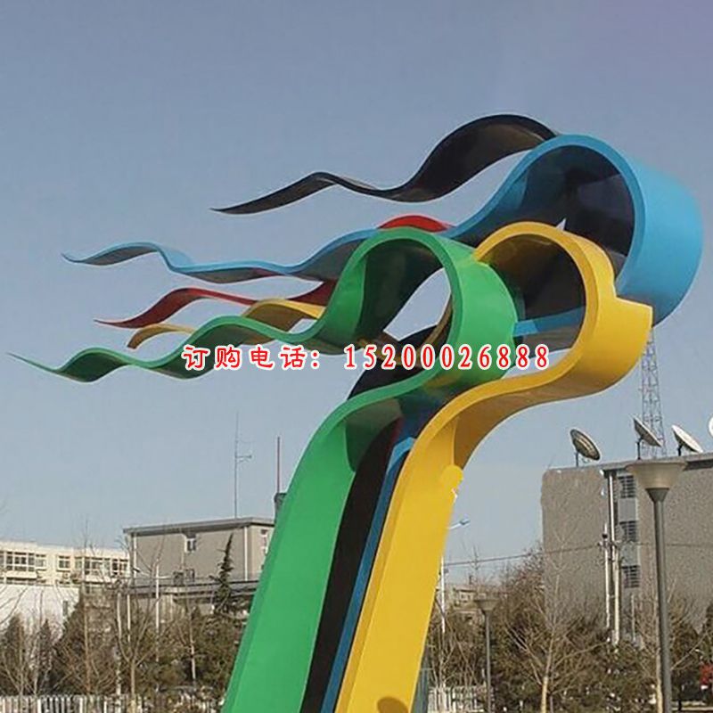 不锈钢彩色飘带  广场景观雕塑 (1)