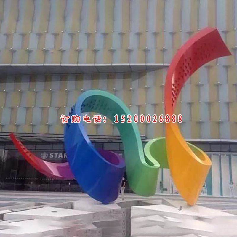不锈钢彩带雕塑，不锈钢抽象雕塑