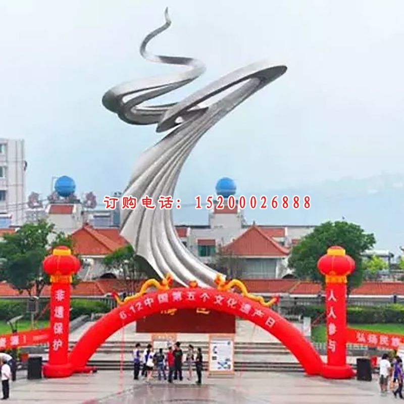 不锈钢彩带雕塑，广场不锈钢雕塑 (2)