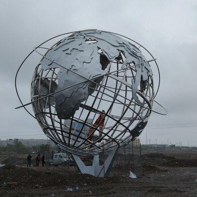 大型地球仪雕塑，不锈钢广场雕塑 