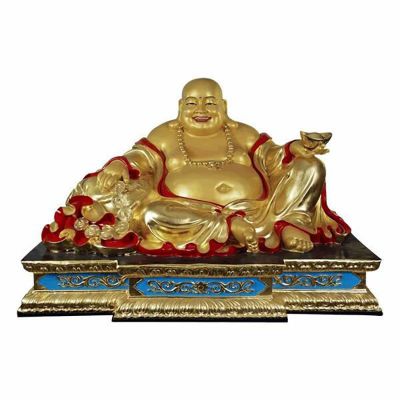弥勒佛铜雕，彩绘铜佛像