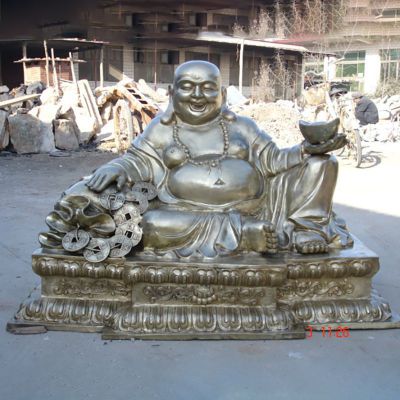 弥勒佛铜雕，送财弥勒佛雕塑 