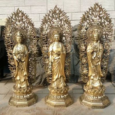 铸铜立式东方三圣雕塑