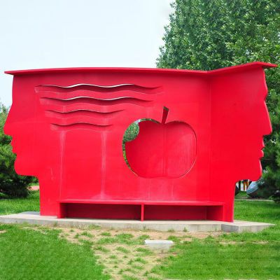 不锈钢抽象苹果伊甸园雕塑