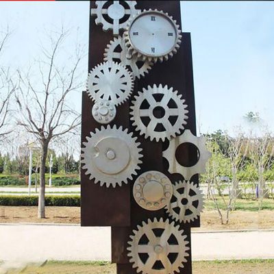 不锈钢齿轮钟表   公园景观雕塑