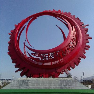 不锈钢剪纸圆环雕塑