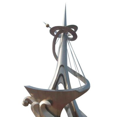 不锈钢抽象船雕塑