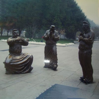 古人吹奏铜雕，广场小品铜雕