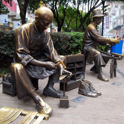 修鞋匠雕塑，街头景观铜雕
