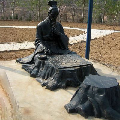 古代人物下棋铜雕，公园景观铜雕