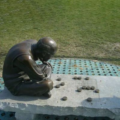 下棋铜雕，公园景观铜雕