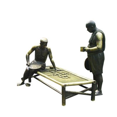 下象棋雕塑，街头景观铜雕