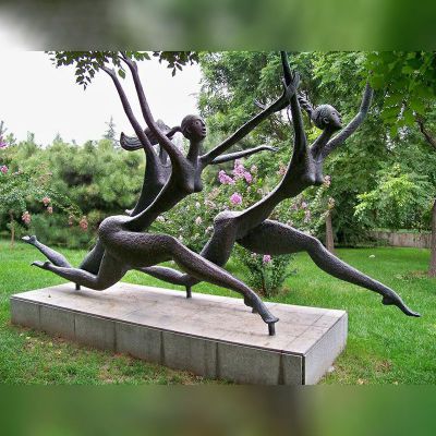 奔跑的抽象人物铜雕