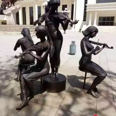 拉小提琴的女孩铜雕