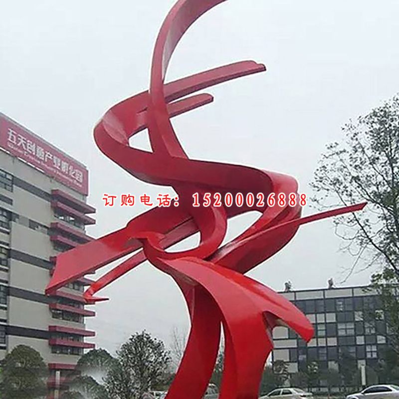 不锈钢枫叶彩带雕塑    小区景观雕塑 (1)