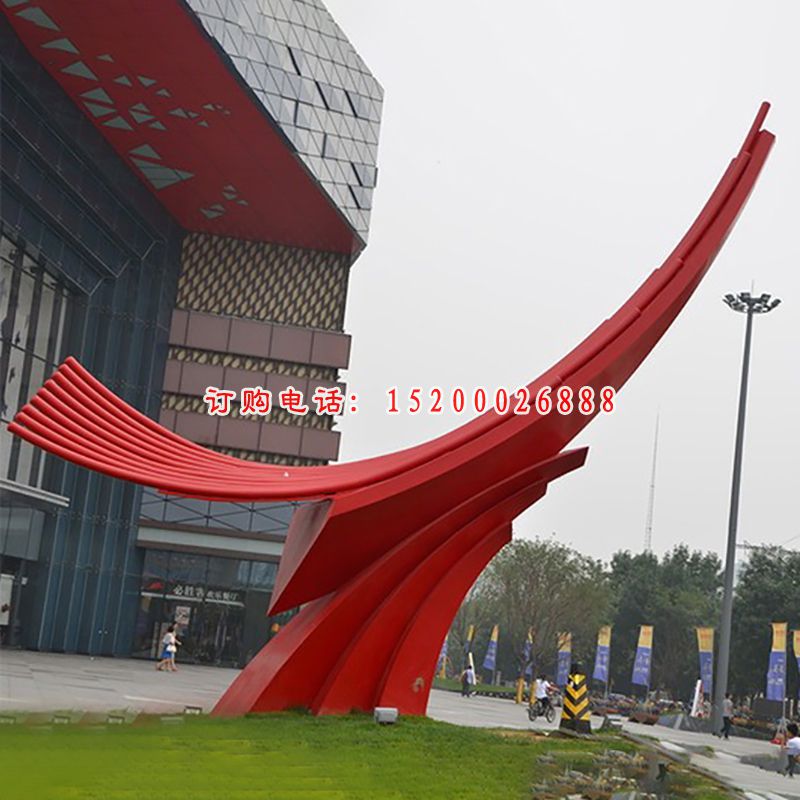 不锈钢飘带飞翔   商场景观雕塑 (1)
