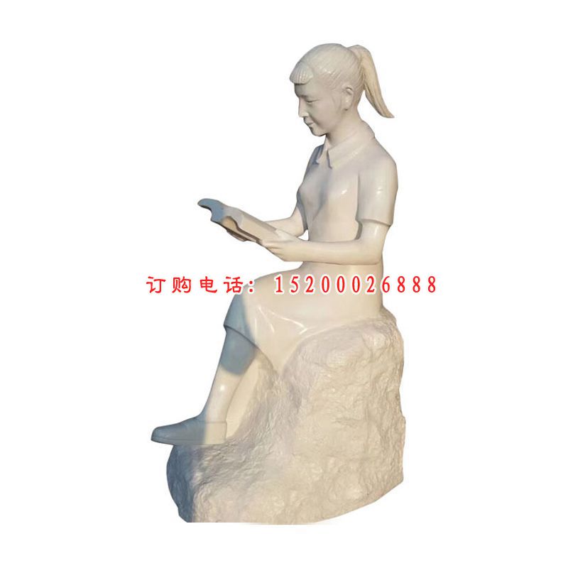 石雕学习美女  大理石校园人物摆件