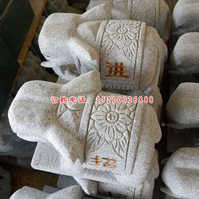 大理石招财小象 门口仿古小象石雕 (5)
