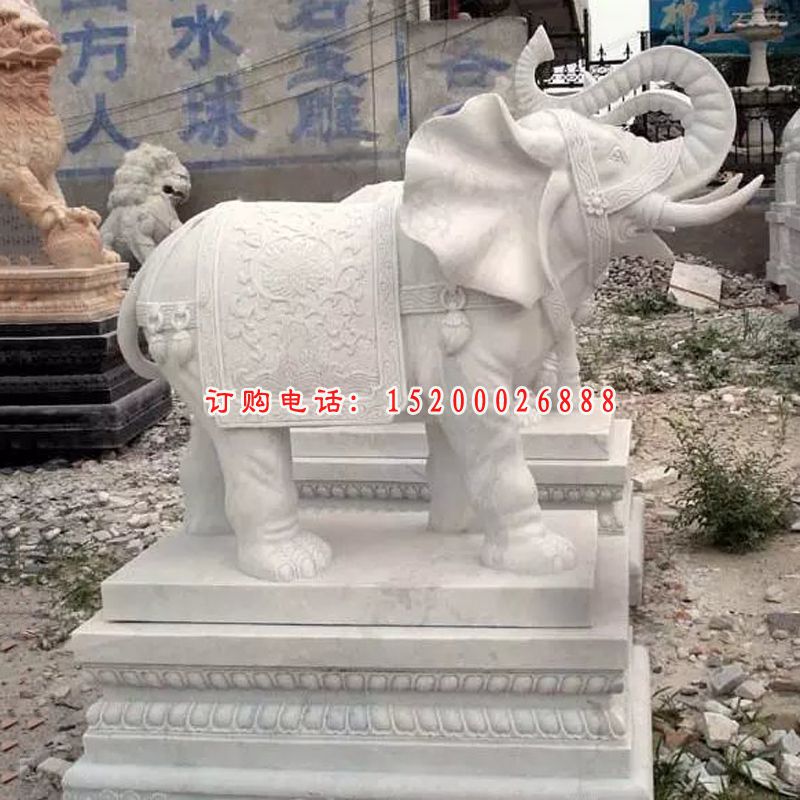 汉白玉大象，大象石雕