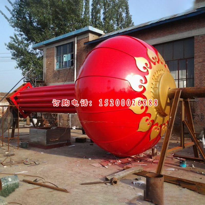 不锈钢红灯笼雕塑，广场不锈钢红灯笼雕塑 (2)