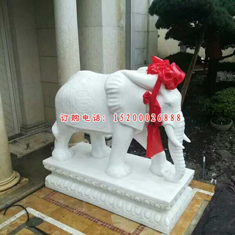 汉白玉招财大象    石雕门口动物雕塑