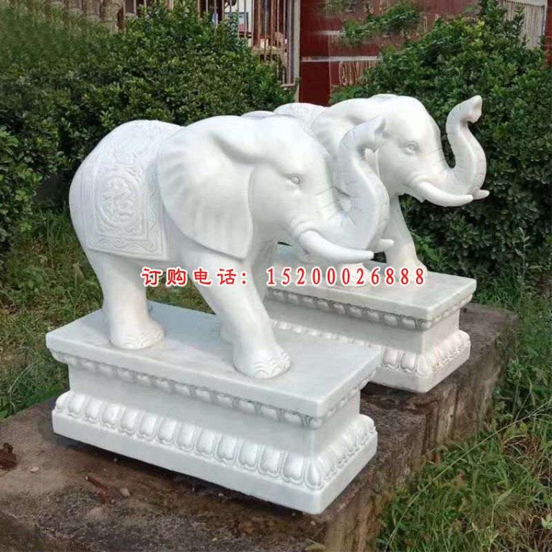 汉白玉招财大象，公司门口石雕