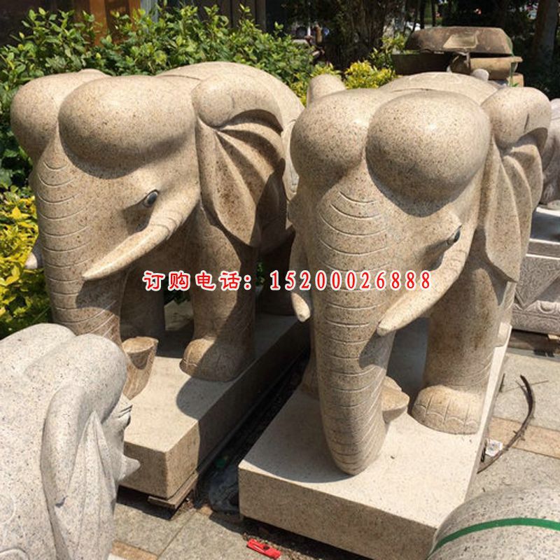花岗岩如意大象石雕，门口石雕大象 (2)