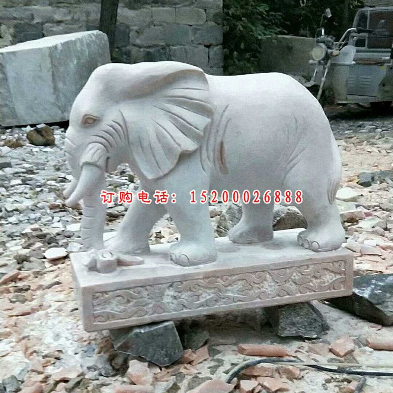 门口大象石雕汉白玉大象雕塑 (11)