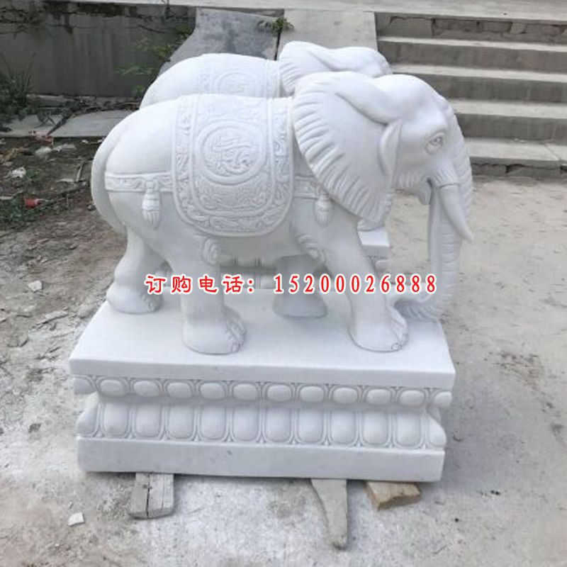 门口大象石雕汉白玉大象雕塑 (23)