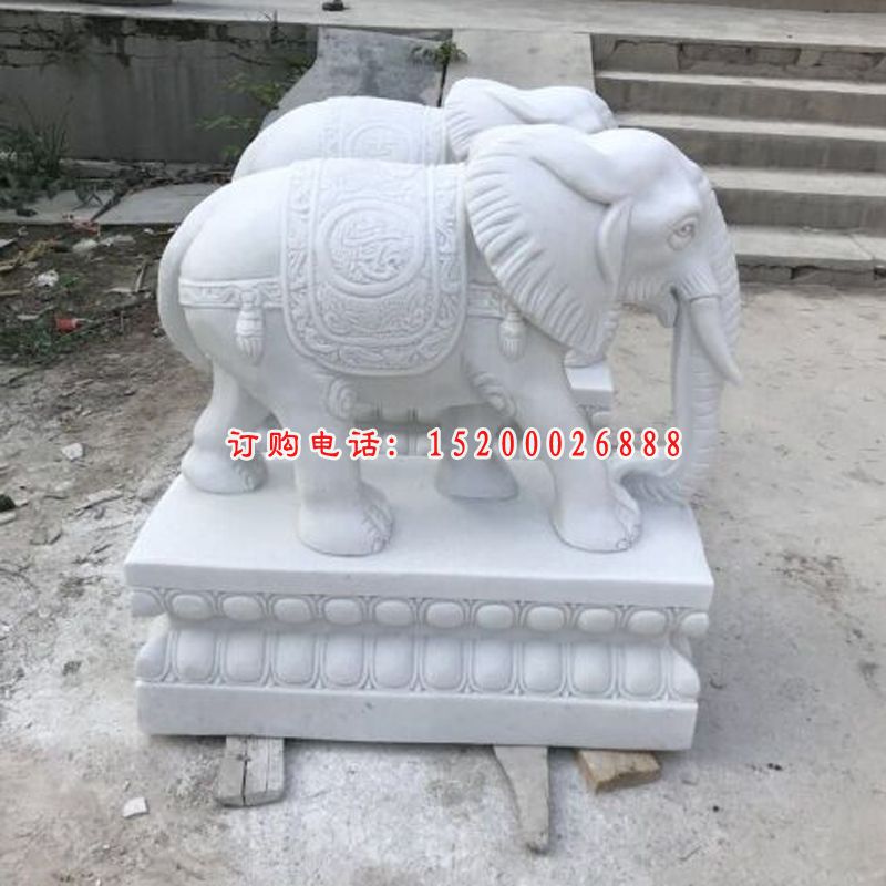 门口大象石雕汉白玉大象雕塑 (27)