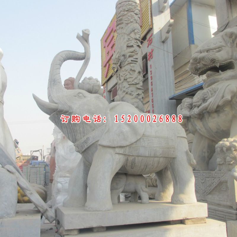 企业大象石雕，青石大象雕塑 (2)