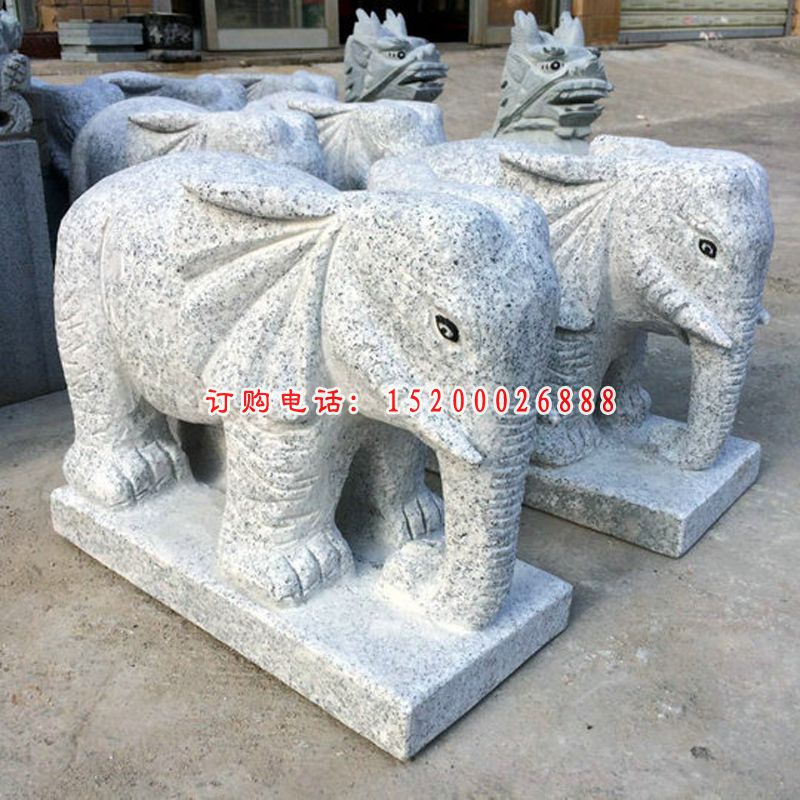 青石小象  石雕公园动物雕塑2