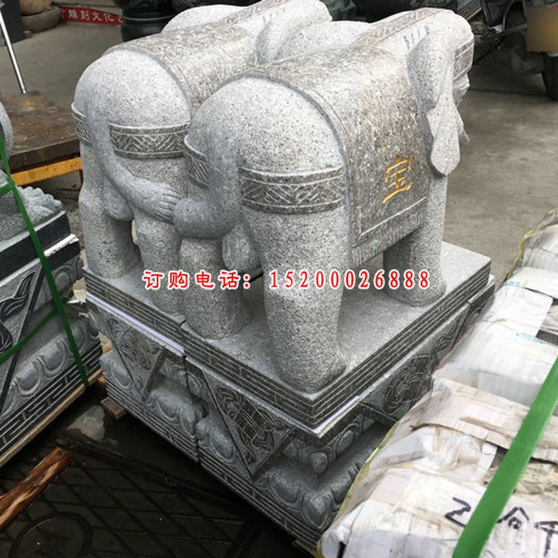 青石小型大象  石雕酒店看门动物雕塑 (11)