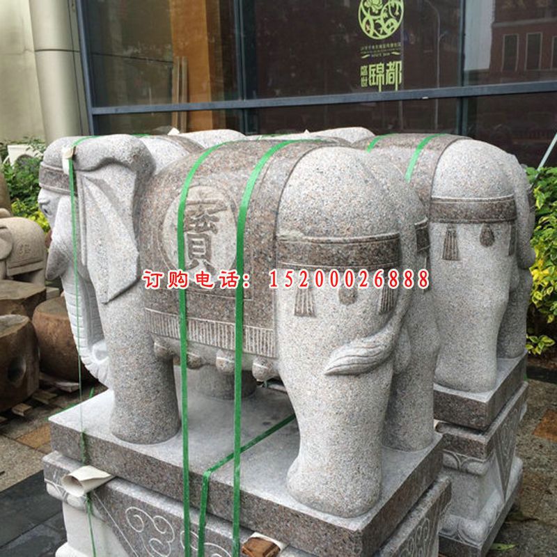 青石小型大象  石雕酒店看门动物雕塑 (10)
