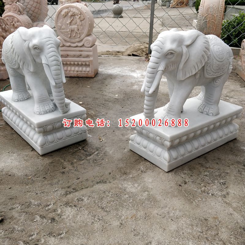 如意大象石雕门口大理石大象雕塑 (4)