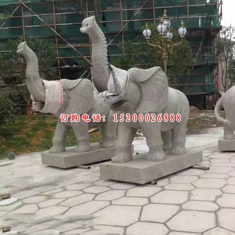 石雕大象，公园景观雕塑