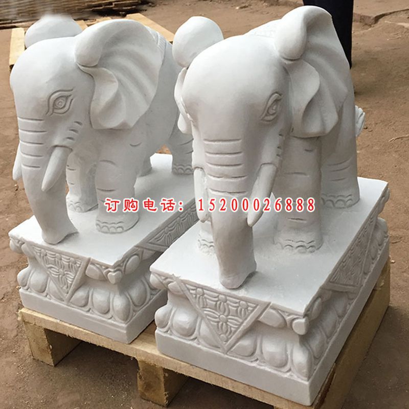 石雕大象大理石招财镇宅大象雕塑 (1)