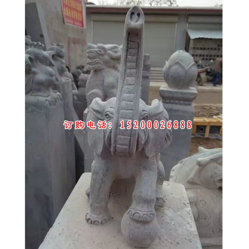 石雕象，大理石大象雕塑(2)
