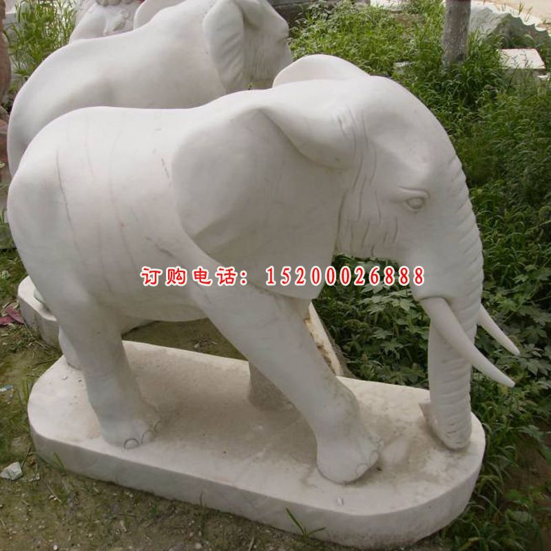 石头大象汉白玉大象雕塑，石雕大象