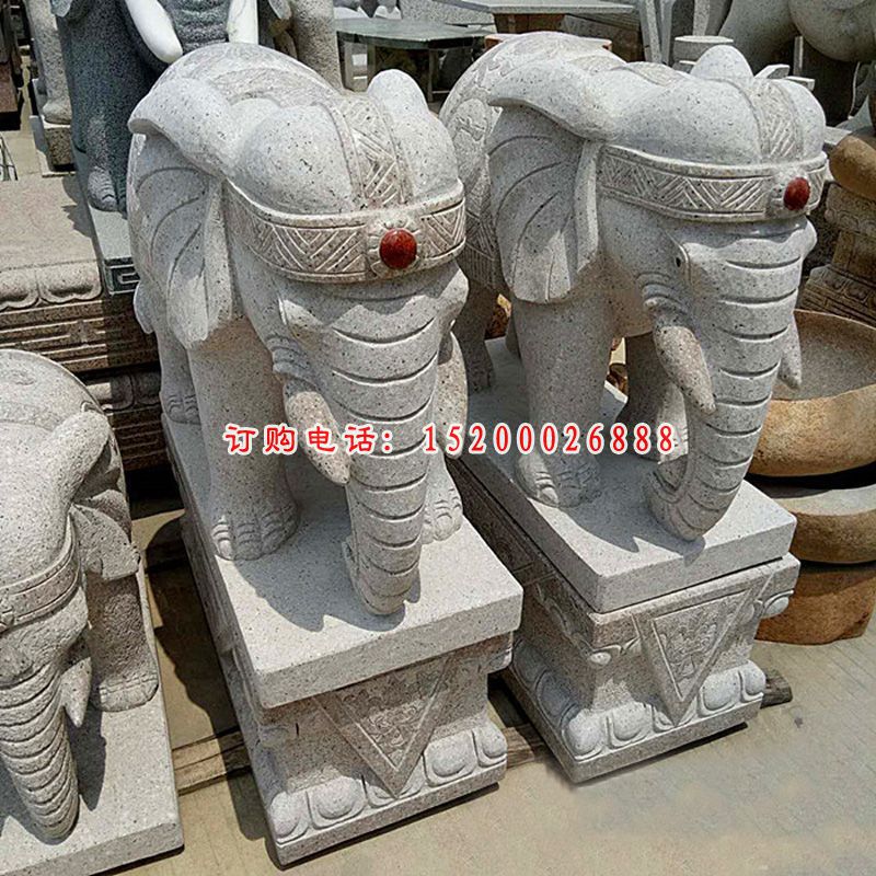 招财进宝大象石雕 戴宝石的大象石雕 (6)