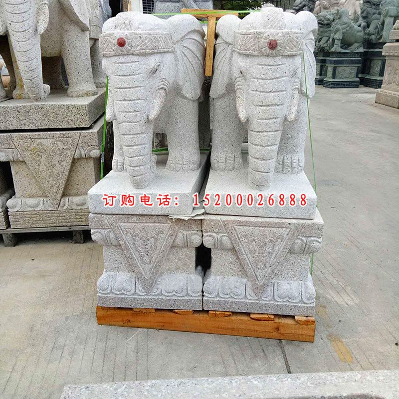 招财进宝大象石雕 戴宝石的大象石雕 (7)