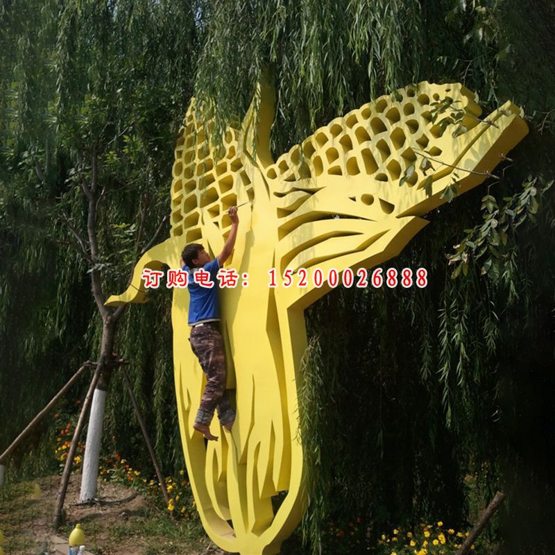 不锈钢玉米雕塑，剪纸不锈钢雕塑 (1)