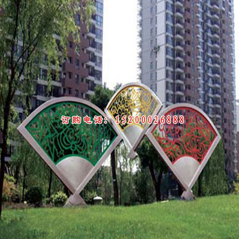 不锈钢折扇剪纸  别墅景观雕塑