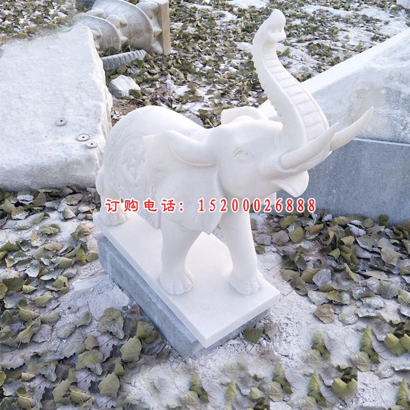大理石小象   石雕公园动物雕塑 (2)