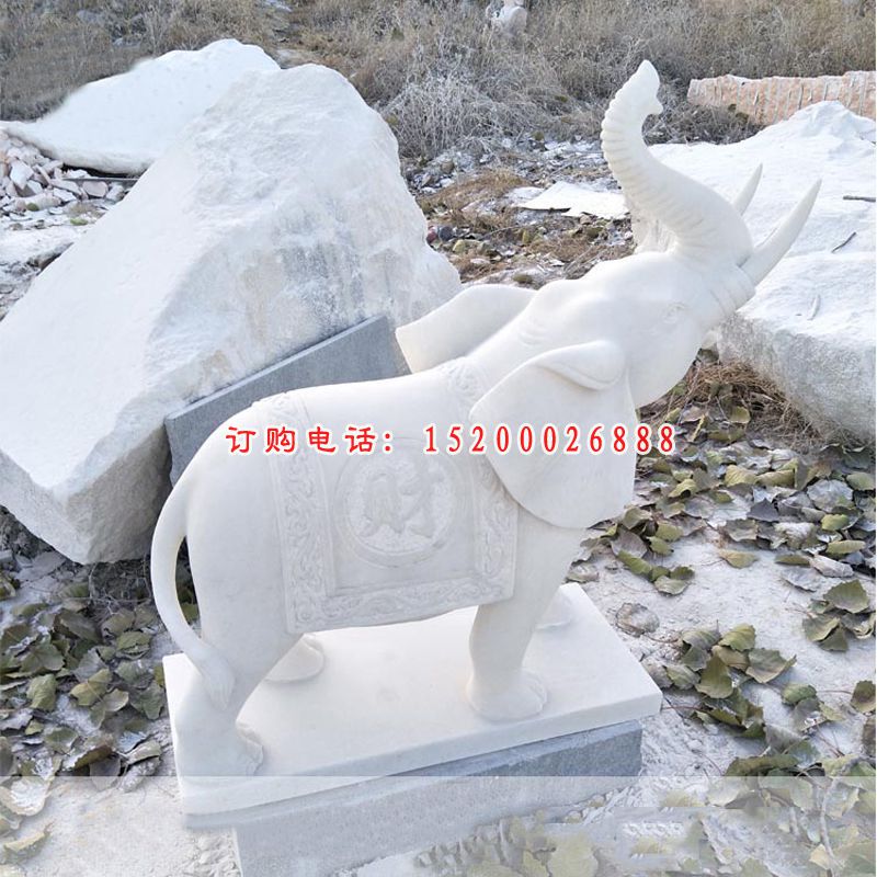 大理石小象  石雕公园动物雕塑