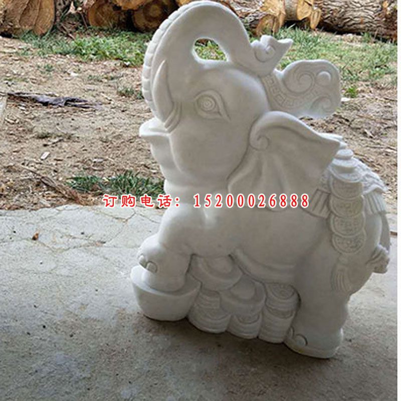 汉白玉大象  石雕广场动物雕塑 (4)