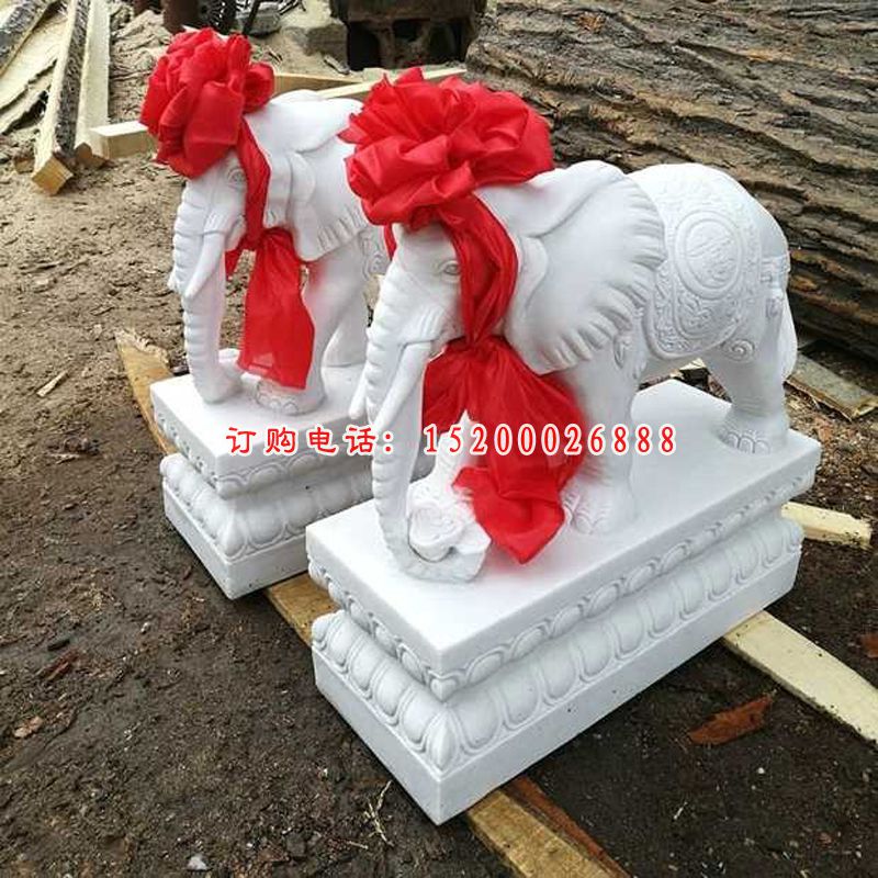 汉白玉大象  石雕酒店招财动物 (2)