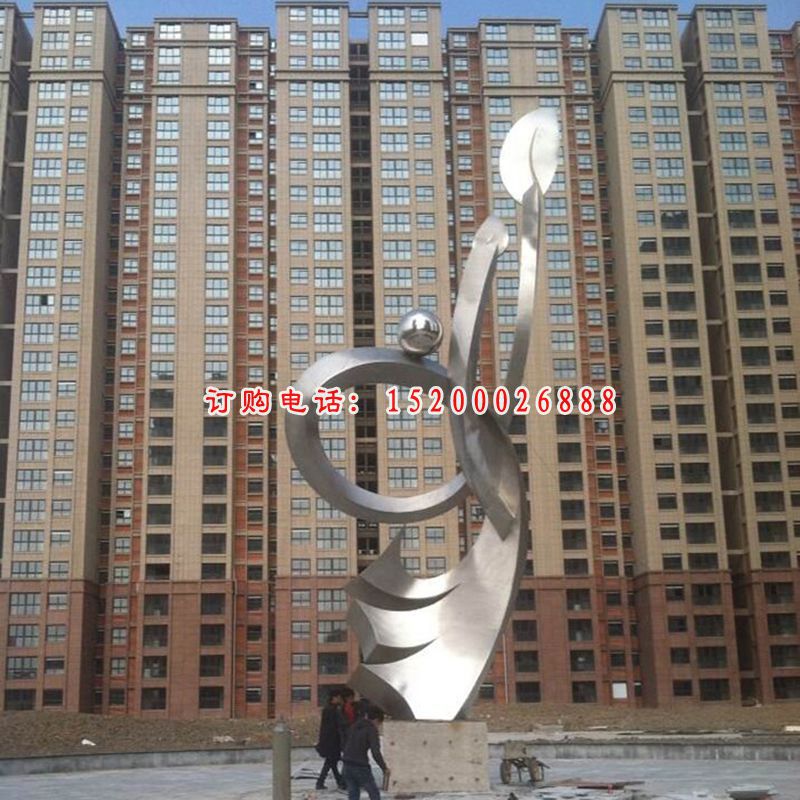 不锈钢抽象雕塑，不锈钢小区标志雕塑