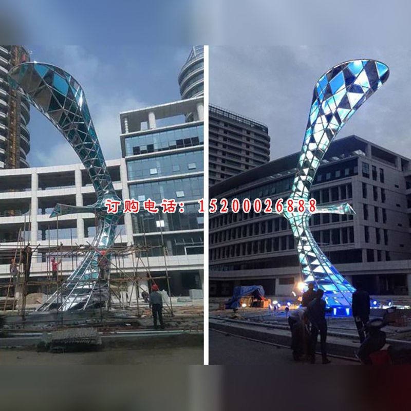 不锈钢灯光景观雕塑，锻造不锈钢雕塑