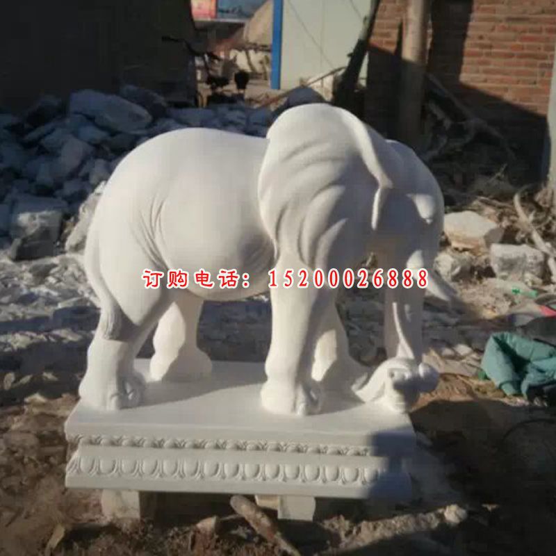 石雕大象，汉白玉大象雕塑 (2)